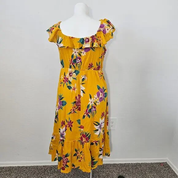 Old navy cami Tie-Belt Ruffle-Trim Midi Dress sz L - Picture 3 of 7